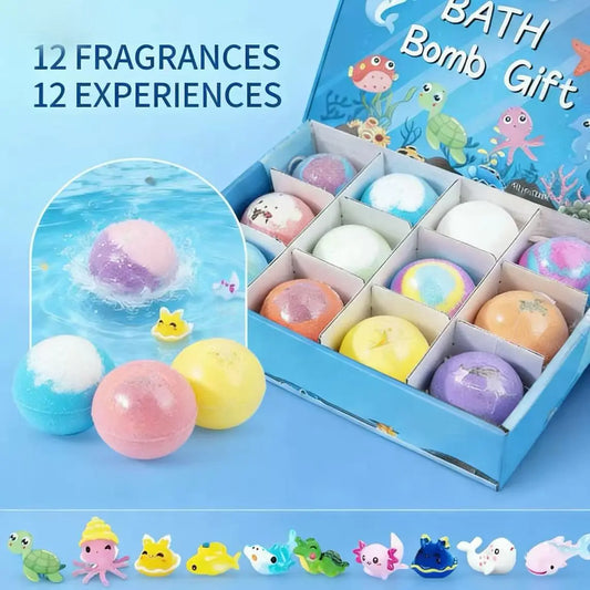 Bath Bombs for Kids with Surprisespringinside(Randomly Shaped), 12 Pack Kid Bath Bombs Gift Set,Easter Basket Stuffers for Boys Girls Bubblebath with Toys inside Skin Repair